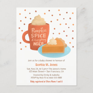 Pumpa Spice Latte Paj Invitationer för Baby Shower Inbjudningar