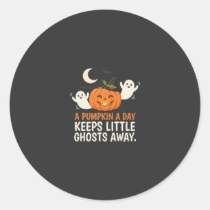 Pumpa Spök Halloween Citat Design_1 Runt Klistermärke