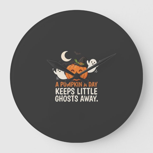 Pumpa Spök Halloween Citat Design_1 Stor Klocka (Framsida)