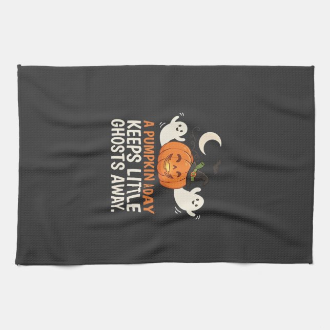 Pumpa Spöke Halloween Citat Design_1 Kökshandduk (Horisontell)