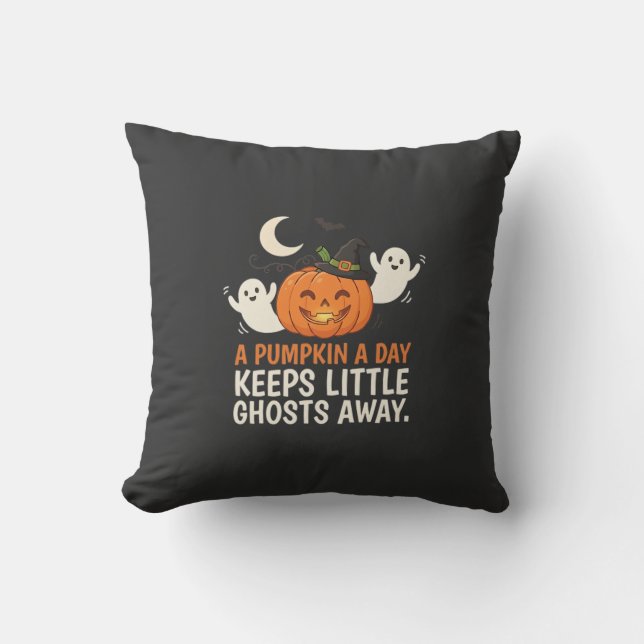 Pumpa Spöke Halloween Citat Design_1 Kudde (Framsida)