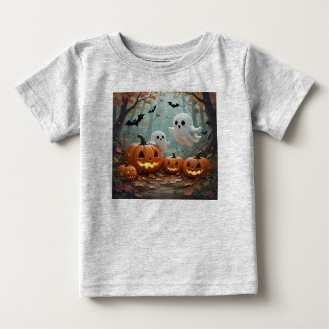 Pumpa spöken fladdermöss glad halloween t shirt (Framsida)