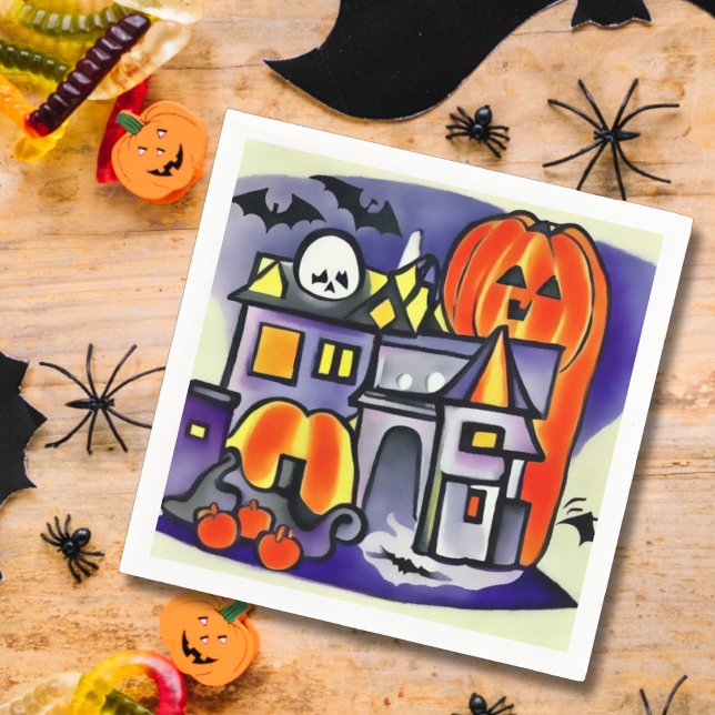 Pumpa, spöken, halloweenfladdermöss pappersservett (Skapare uppladdad)