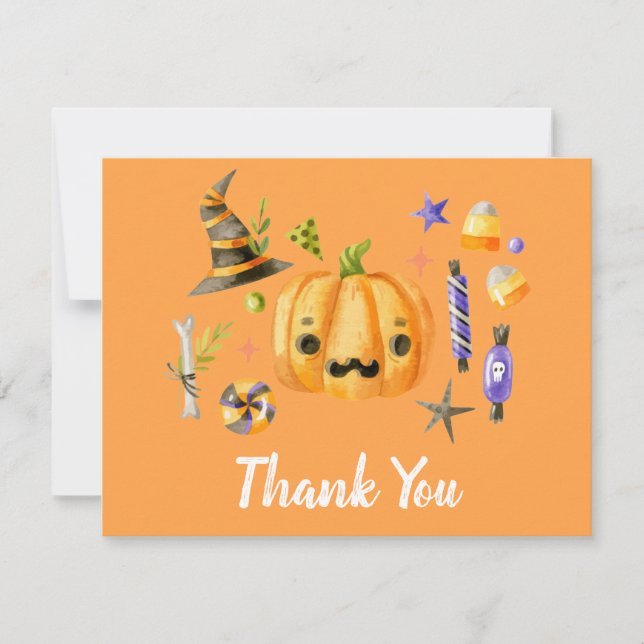 Pumpa Spooktacular Halloweenfest Orange Tack Kort (Framsida)