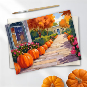 Pumpa Street Halloween Watercolor Julkort
