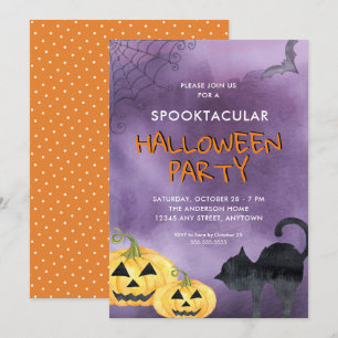 Pumpa Svart Halloween Spooktacular Fest Inbjudningar