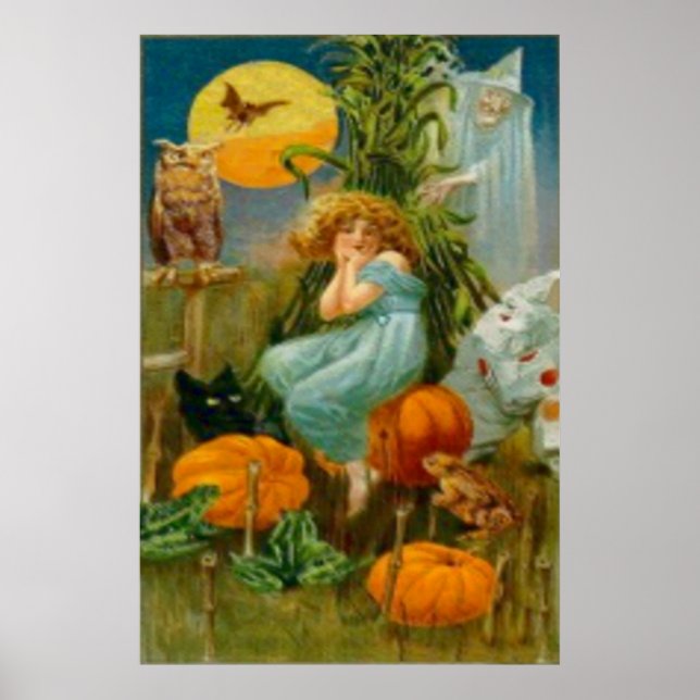 Pumpa Svart Katt Häxa Clown Uggla Groda Fladdermus Poster (Framsidan)