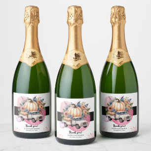 Pumpa Svart Rosa Blommig Lastbil Baby Shower