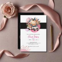 Pumpa Svart Rosa Blommig Lastbil Baby Shower