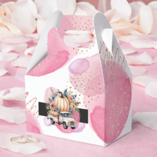Pumpa Svart Rosa Blommig Lastbil Baby Shower Presentaskar