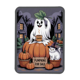 Pumpa Till Salu & Kaffeande Spöke & Katt V2 Magnet
