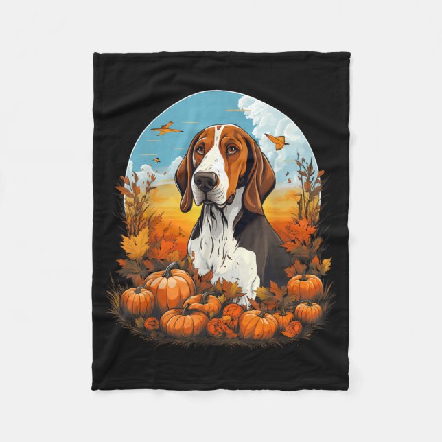 Pumpa Treeing Walker Coonhound Hund Halloween Fleecefilt (Framsidan)