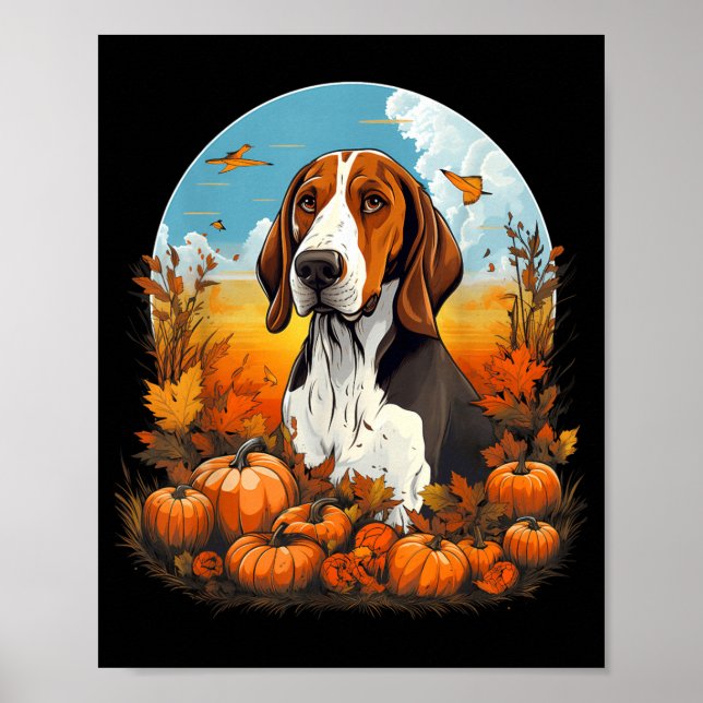 Pumpa Treeing Walker Coonhound Hund Halloween Poster (Framsidan)