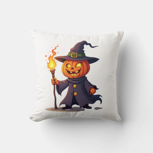 Pumpa Trollkarl � Magisk Halloween Trollkarl Tröja Kudde (Framsida)