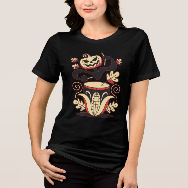 Pumpa Trummis Halloween T Shirt (Framsida)