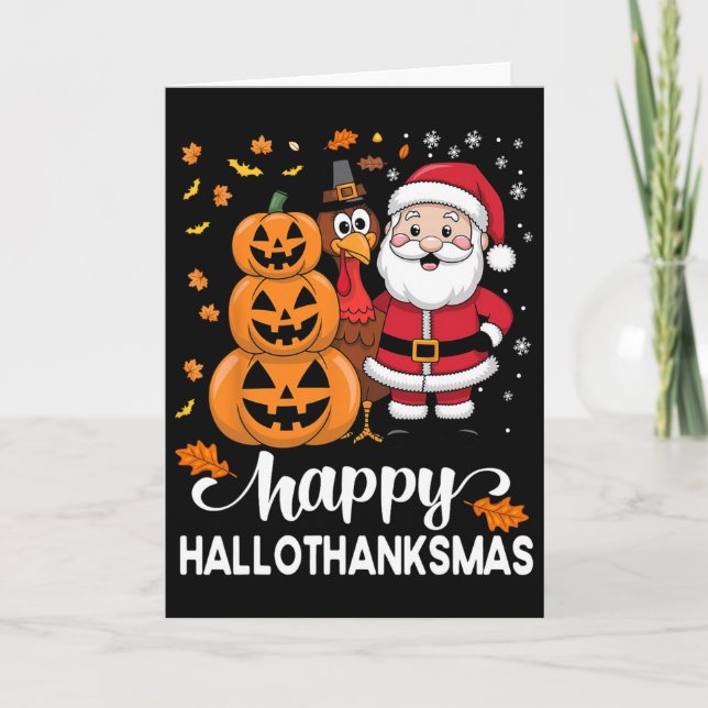 Pumpa Turk Santa Squad Glad Hallothanksmas Th Kort (Framsida)