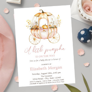 Pumpa vagn akvarell blommor baby shower inbjudningar