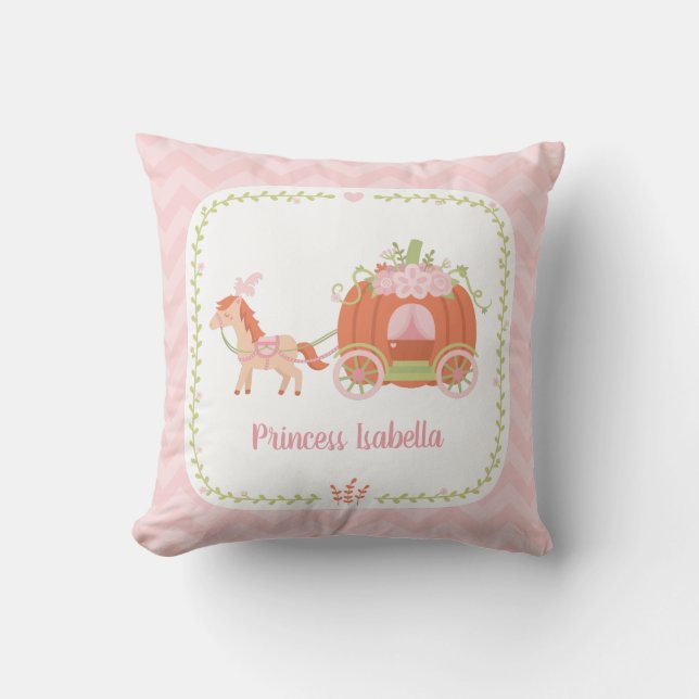 Pumpa vagn lilla prinsessa flickrum dekor kudde (Framsida)