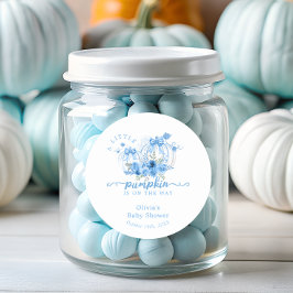 Pumpa Watercolor Bow Baby Pojke Shower Runt Klistermärke