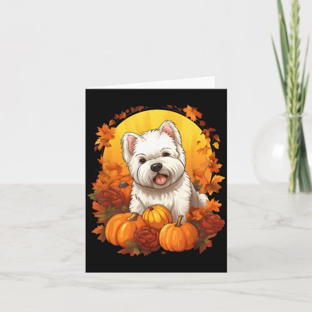 Pumpa Westie Hund Halloween Thanksgiving Kort (Framsida)