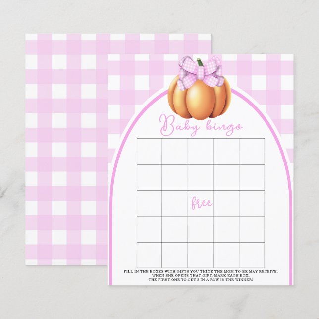 Pumpabarnkalas Baby shower bingo spel (Fram/baksida)