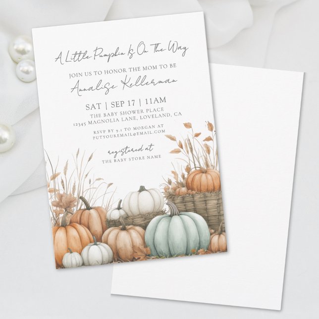 Pumpafält Höst Bebis Shower Inbjudningar (Pumpkin Patch Fall Baby Shower Invitation)