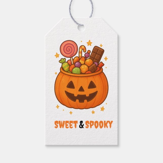 Pumpafatt fullt med gods - Halloween  Presentetikett (Framsidan)