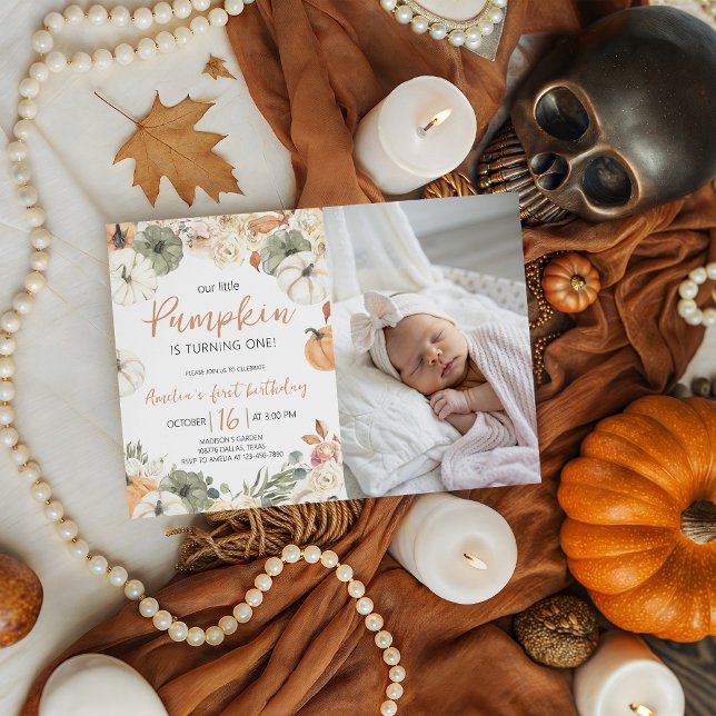 Pumpafödelsedagsfotoinbjudan Inbjudningar (Skapare uppladdad)