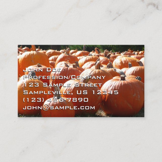 Pumpafoto för höst, Halloween eller Thanksgiving Visitkort (Framsida)