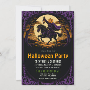 Pumpahuvud Ryttare Halloween-fest Invitation Inbjudningar