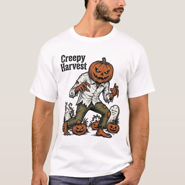 Pumpahuvudmonster Vintage Halloween-tröja T Shirt (Framsida)