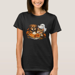 Pumpakaka Katt Stjäl Bite Hund Bevakare Halloween! T Shirt