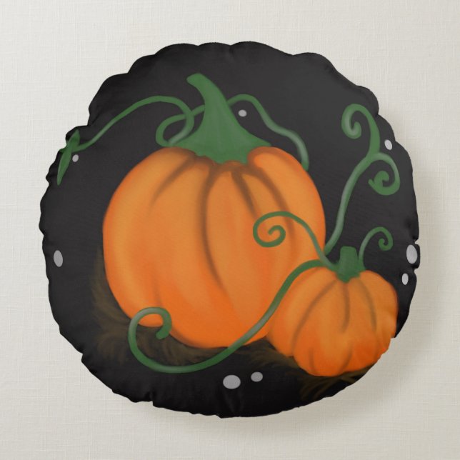 Pumpakål Rund Kudde (Framsidan)