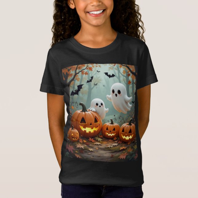 Pumpakål, svampar och spindlar och spöken t shirt (Framsida)
