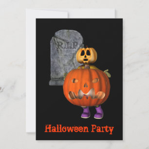 Pumpakerns manliga gravsten Halloween-fest-inbjuda Inbjudningar