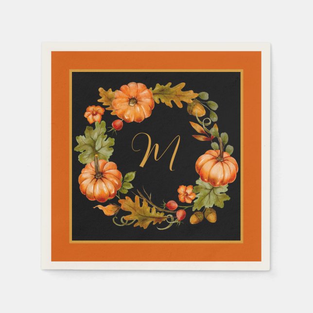 Pumpakransmonogram Pappersservett (Framsidan)