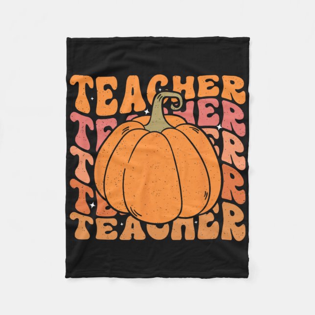 Pumpalärare Höst Tackgivning Tillbaka till skolan  Fleecefilt (Framsidan)
