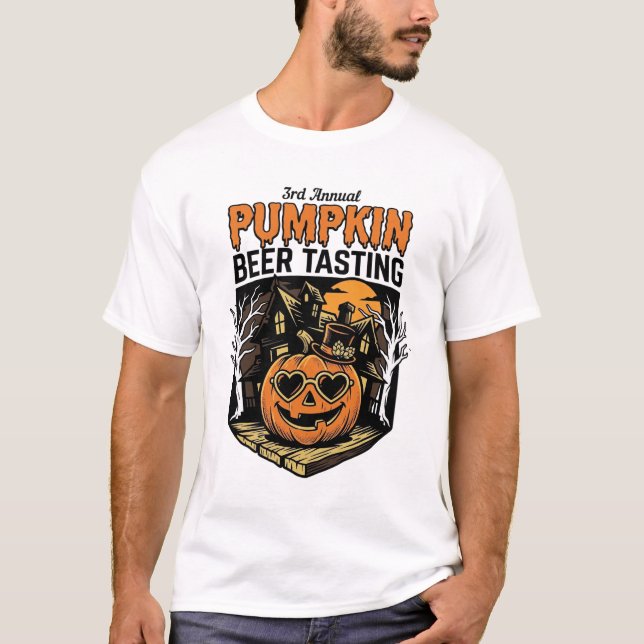 Pumpaölssmakning Vintage Halloween Event T-shirt (Framsida)