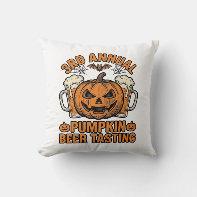 Pumpaölssmakning Vintage Halloween T-Shirt Design Kudde (Framsida)