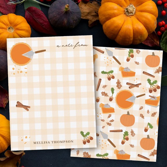 Pumpapaj Höst Tackelsedagen  Anteckningskort (Pumpkin Pie Autumn Fall Thanksgiving Note Card)