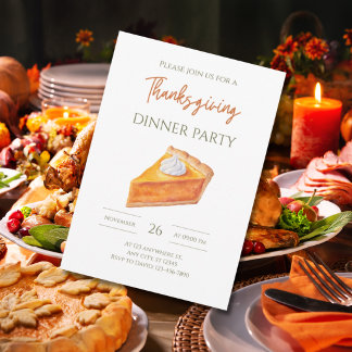 Pumpapajsslice Thanksgiving-middag Höstfest Inbjudningar
