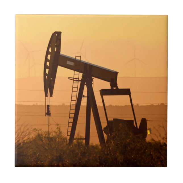 Pumpar olja i västra Texas, USA Kakelplatta (Framsidan)