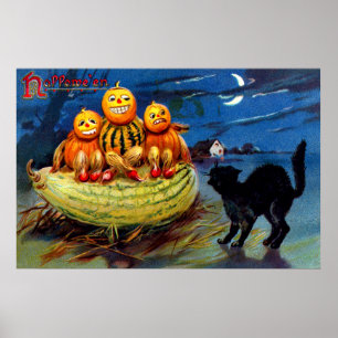 Pumpatecken och svart katt poster