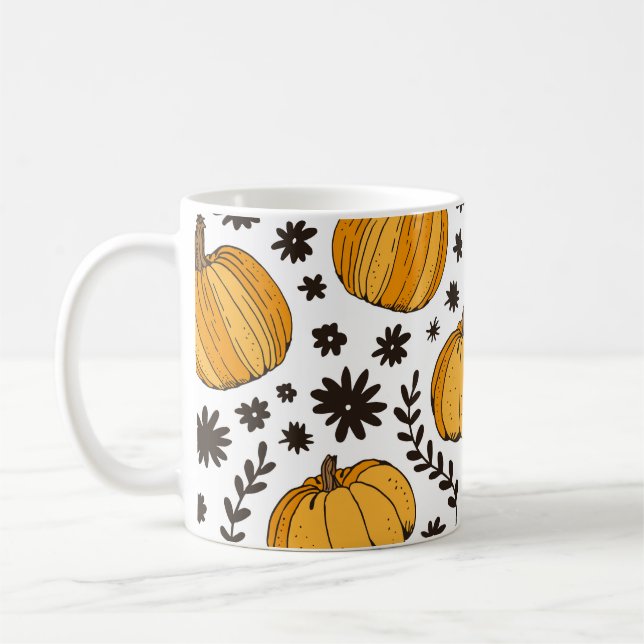 Pumpdockor: handdragna sömlösa mönster. kaffemugg (Vänster)