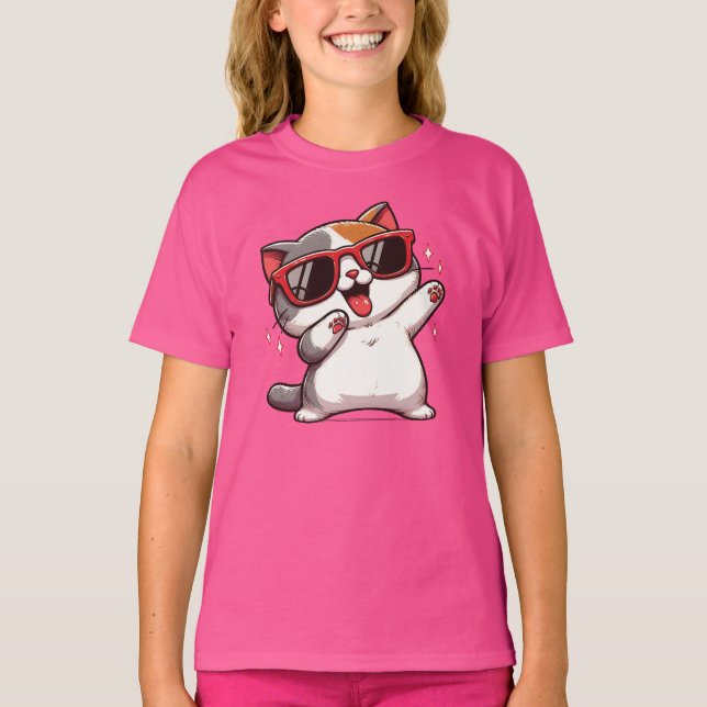 Pumped Up! Sunglasses Kitten T Shirt (Framsida)