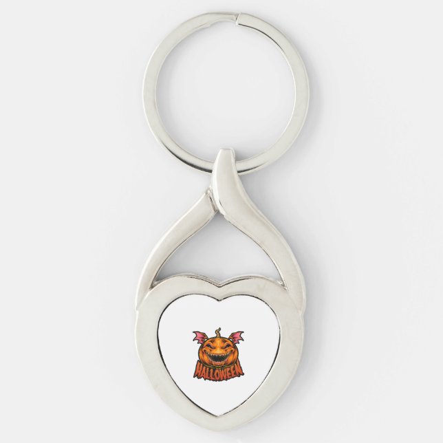 pumphalloween t-skjorthalloween twisted heart silverfärgad nyckelring (Framsidan)