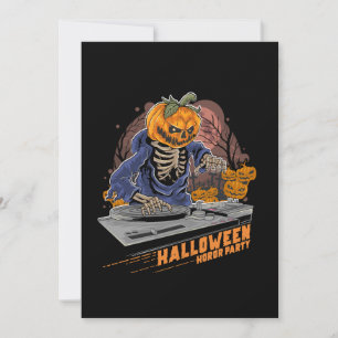 pumphuvud halloween dj i musik party inbjudningar