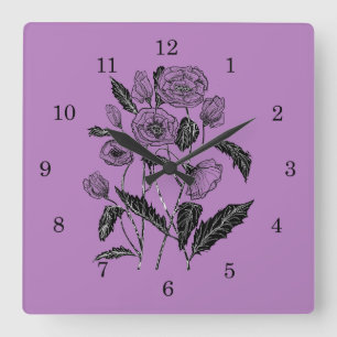 Pumpies Wall Clock - Välj Färg - Lila Fyrkantig Klocka