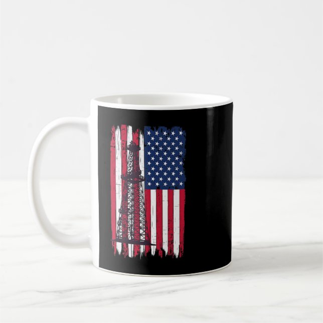 Pumpjack Oil well US Patriotic Flagga for Oil Rig  Kaffemugg (Vänster)