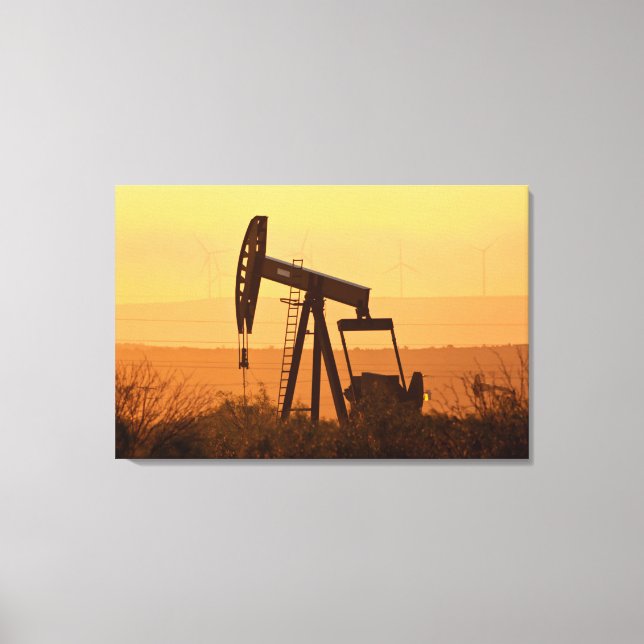 Pumpjack pumpar olja i västra Texas, USA Canvastryck (Framsida)